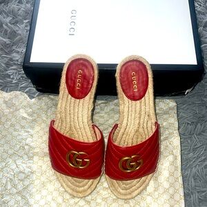 GG matelasse canvas & leather sandal